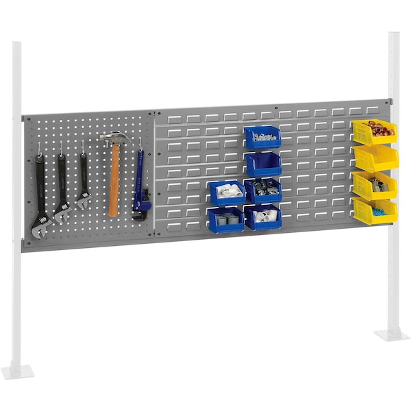 Global Industrial 18in Pegboard & 36in Louver Panel Kit, 60inW, Gray 318866GY - main